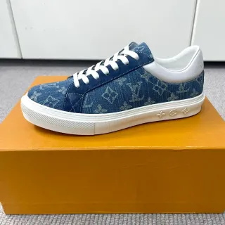 Louis Vuitton Blue White Denim Upper Monogram Print Lifestyle Sneakers
