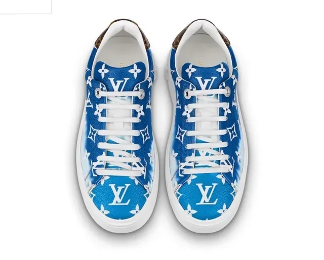 Louis Vuitton Blue White Monogram-Printed Leather Upper Gradient Dye Effect Lifestyle Sneakers 6