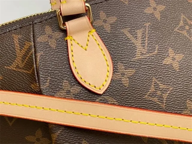 Louis Vuitton বাদামী বেইজ মনোগ্রাম ক্যানভাস বাদামী চামড়া প্রান্ত Boston Bag 5