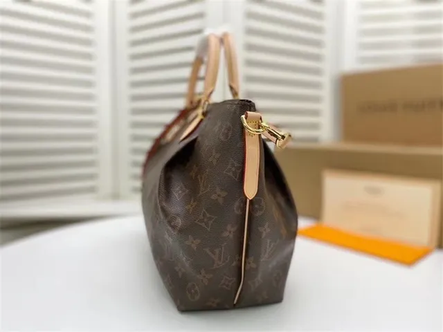 Louis Vuitton বাদামী বেইজ মনোগ্রাম ক্যানভাস বাদামী চামড়া প্রান্ত Boston Bag 8