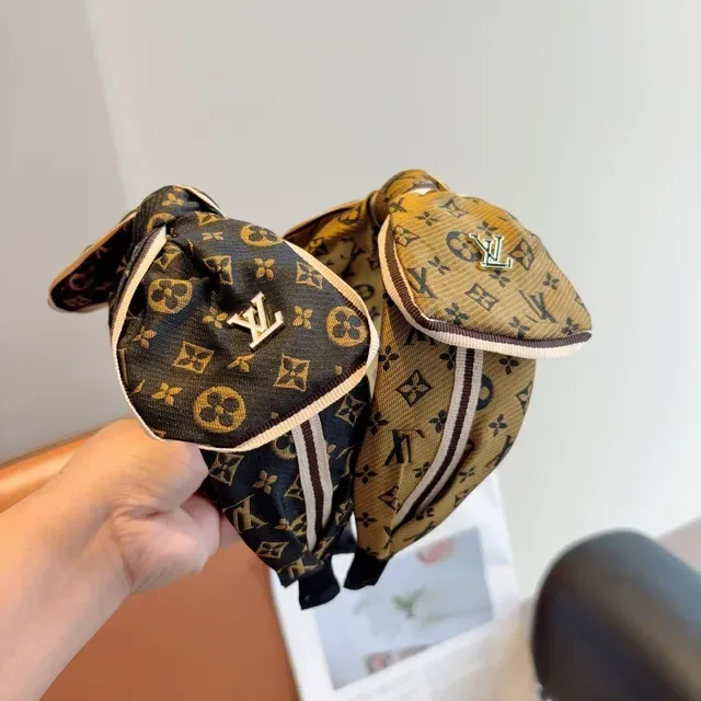Louis Vuitton Brown Beige Monogram-Printed Bow-Knot Scarve 8