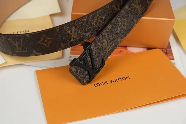 Louis Vuitton Marrom Preto Lona com Monograma Recoberto Fivela LV Interligada Cinto de Couro 6