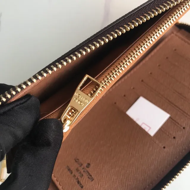 Louis Vuitton Carteira Longa com Zíper Superior Vertical em Lona Monograma Marrom Dourado 2