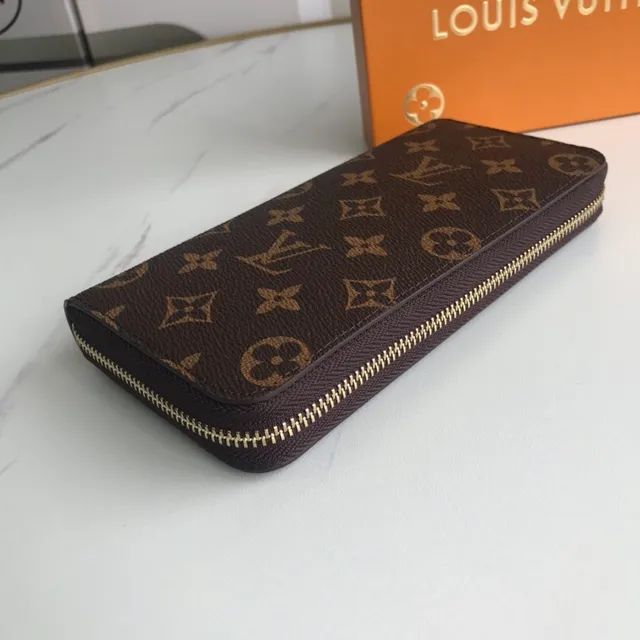 Louis Vuitton Carteira Longa com Zíper Superior Vertical em Lona Monograma Marrom Dourado 3