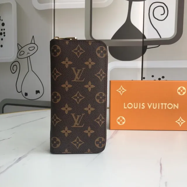 Louis Vuitton Carteira Longa com Zíper Superior Vertical em Lona Monograma Marrom Dourado 6