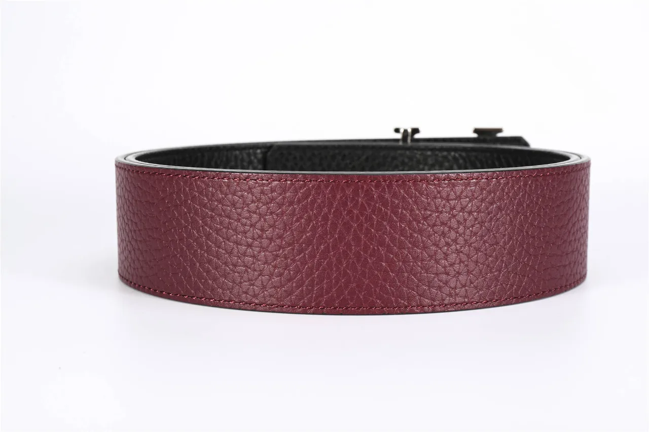 Louis Vuitton Burgundy Silver Pebbled Reversible Leather Belt 4