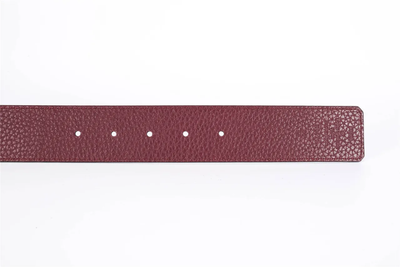Louis Vuitton Burgundy Silver Pebbled Reversible Leather Belt 6