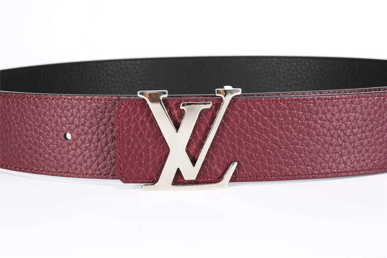 Louis Vuitton Burgundy Silver Pebbled Reversible Leather Belt 9