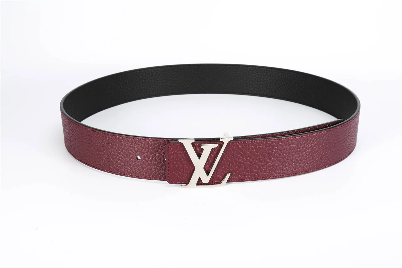 Louis Vuitton Burgundy Silver Pebbled Reversible Leather Belt 10
