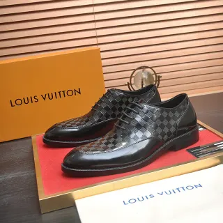 Louis Vuitton Checkerboard Monogram কালো প্যাটেন্ট ক্যাপ টু অক্সফোর্ড জুতা