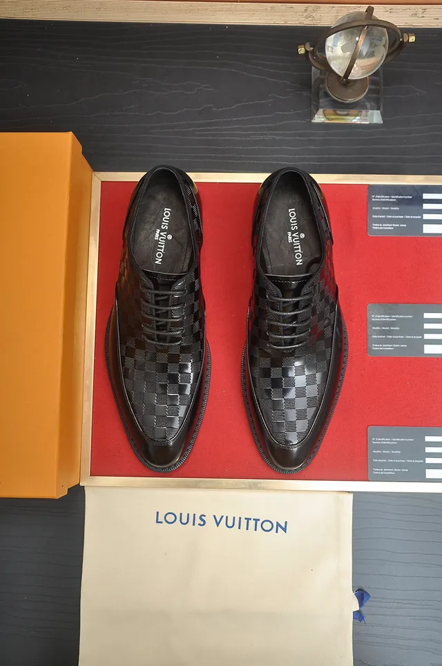 Louis Vuitton Checkerboard Monogram Black Patent Cap Toe Oxford Shoes 5