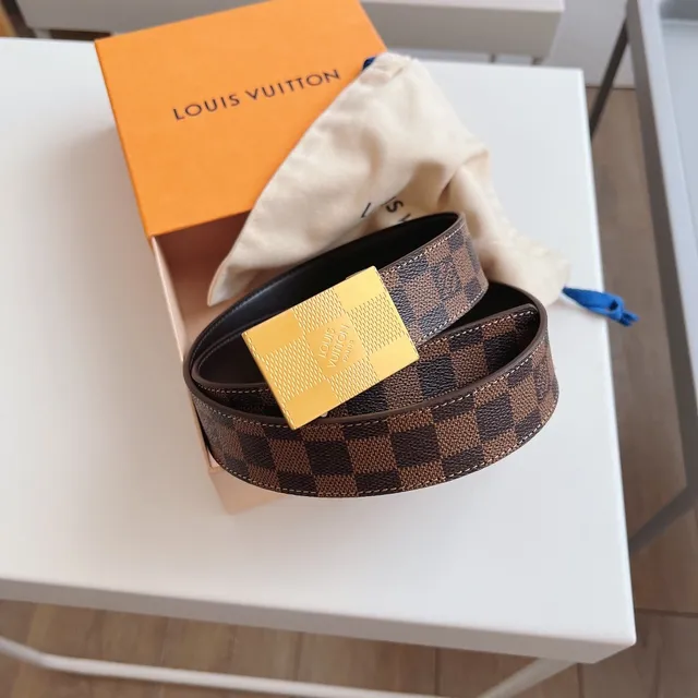Louis Vuitton Damier Ebène and Black Leather Belt 6