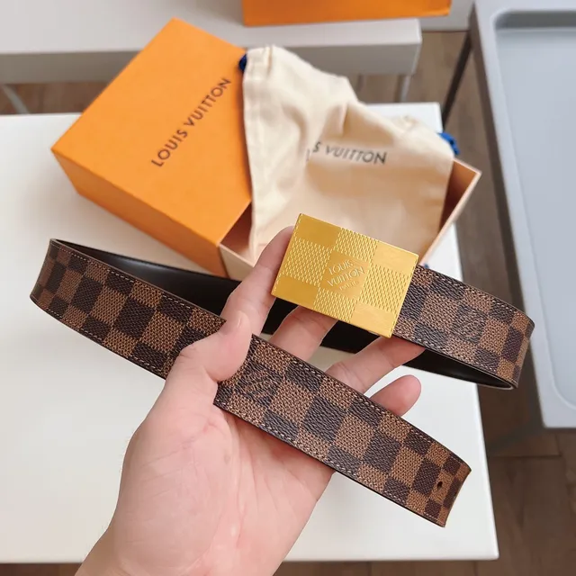 Louis Vuitton Damier Ebène and Black Leather Belt 7