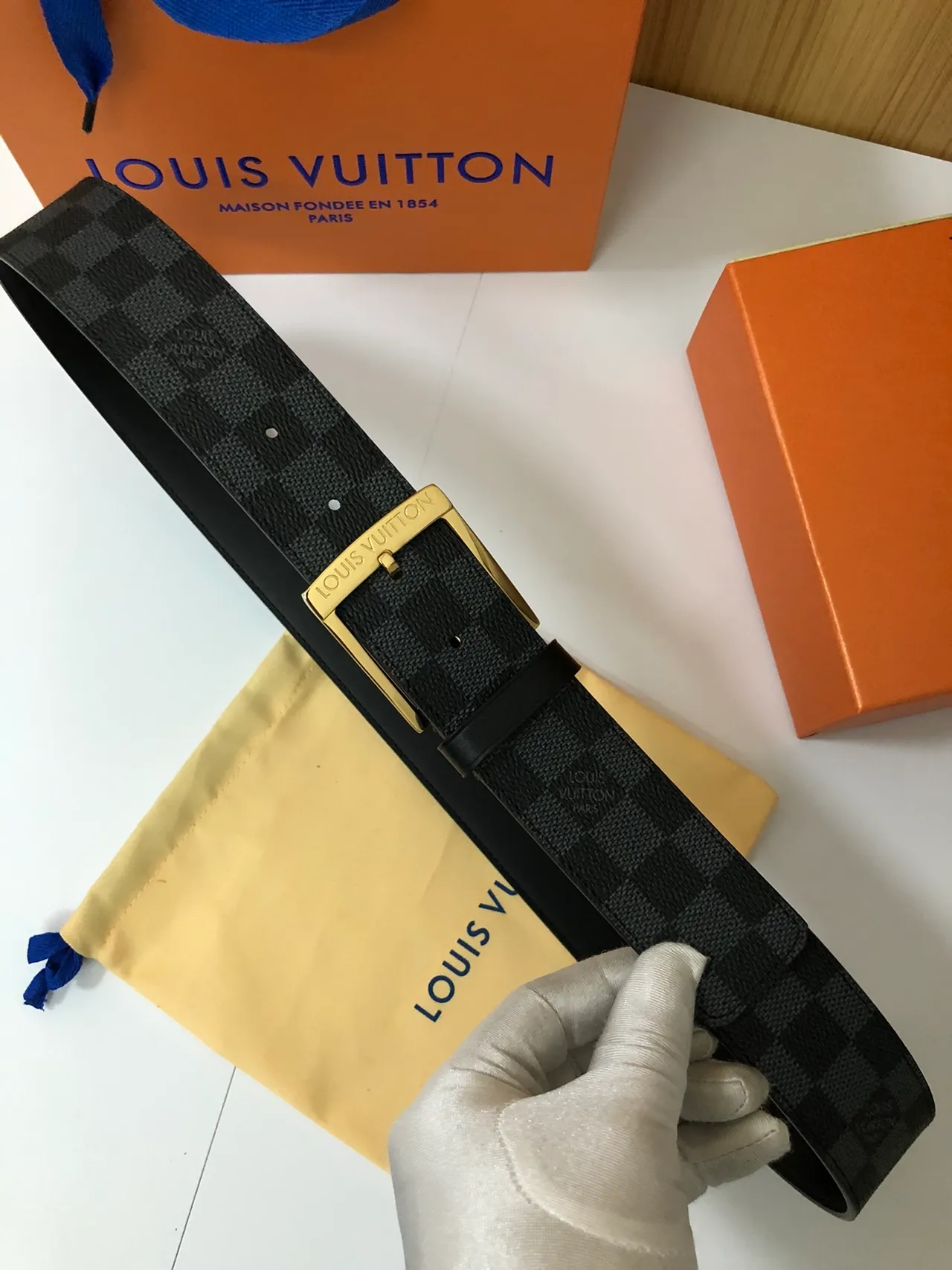 Louis Vuitton Damier Graphite Leather Belt 3