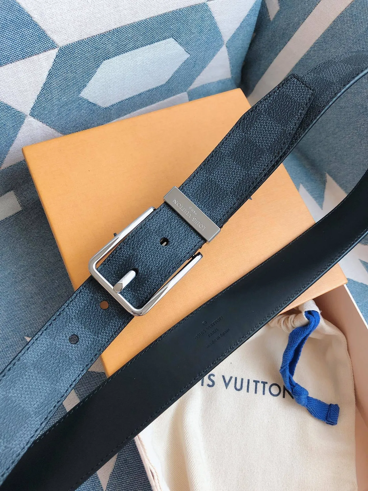 Louis Vuitton Damier Graphite Leather Belt 4