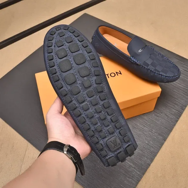 Mocassim Louis Vuitton Damier Graphite Navy Beige Penny Checkered Monogram Canvas 4