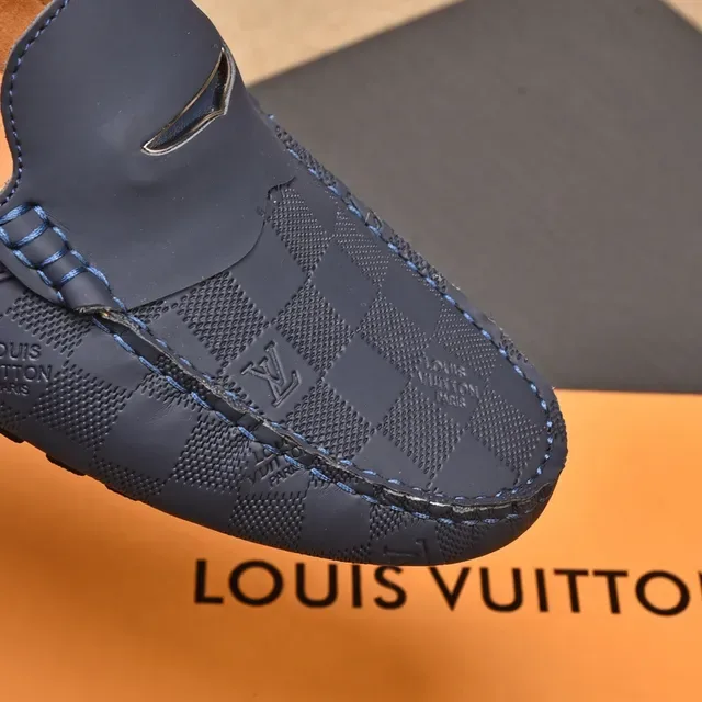 Mocassim Louis Vuitton Damier Graphite Navy Beige Penny Checkered Monogram Canvas 6