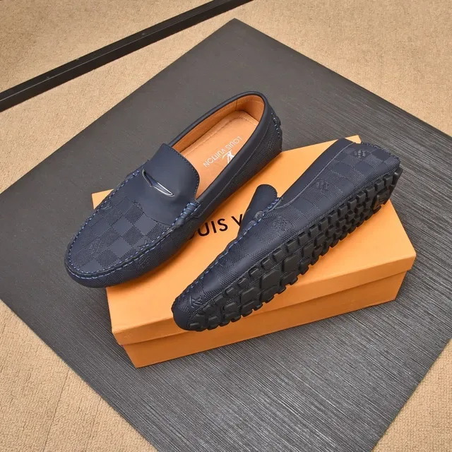 Mocassim Louis Vuitton Damier Graphite Navy Beige Penny Checkered Monogram Canvas 8