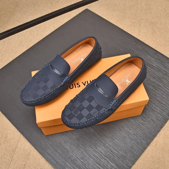 Mocassim Louis Vuitton Damier Graphite Navy Beige Penny Checkered Monogram Canvas 9