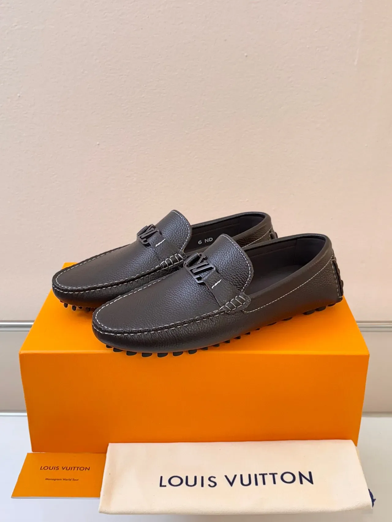 Louis Vuitton Driver-Style Loafer Brown Pebbled Leather Loafers 2