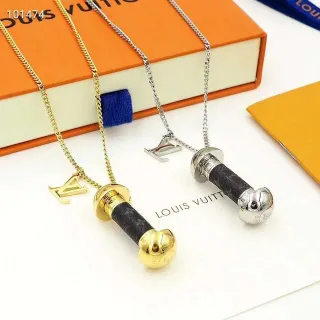 Louis Vuitton ডাম্বেল সোনা রুপো পেন্ডেন্ট LV মনোগ্রাম চার্ম হার