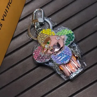 Louis Vuitton Flower-Shaped Crystal Keychain Multicolor Jewelry