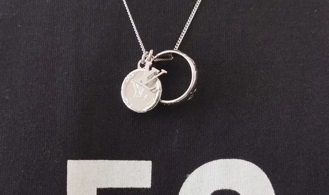 Louis Vuitton Gold Navy Chain LV Monogram Charm Necklace 3