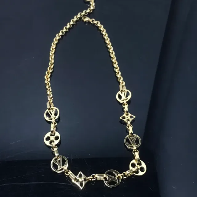 Louis Vuitton Corrente Rolo Dourada Maços Circulares Alternados Monogramados Colar 3