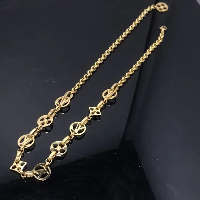 Louis Vuitton Corrente Rolo Dourada Maços Circulares Alternados Monogramados Colar 4