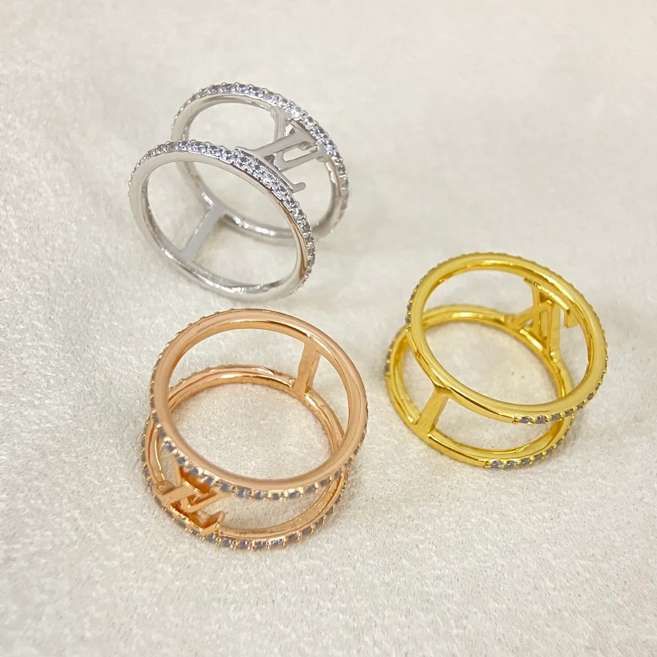 Louis Vuitton Bague Or Argent Double-Band Pavé Cristal 3