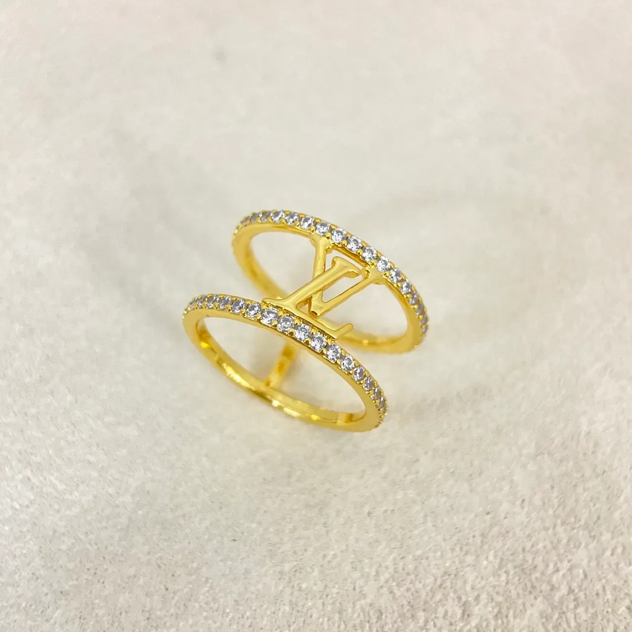 Louis Vuitton Bague Or Argent Double-Band Pavé Cristal 4