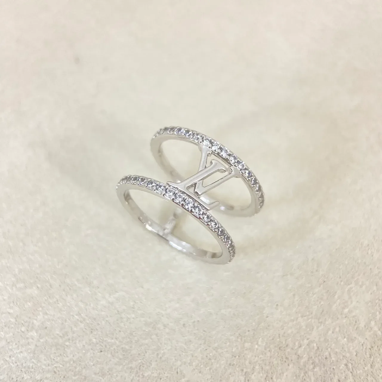 Louis Vuitton Bague Or Argent Double-Band Pavé Cristal 5