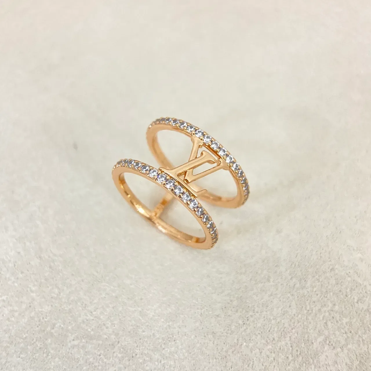 Louis Vuitton Bague Or Argent Double-Band Pavé Cristal 6