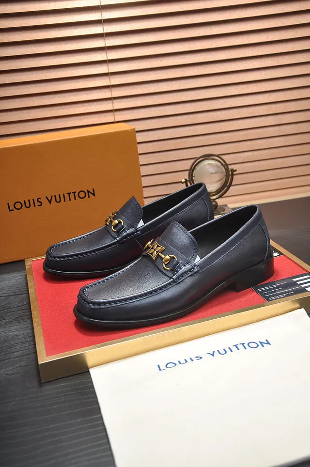 Louis Vuitton Horsebit 1955 Navy Leather Loafers 4