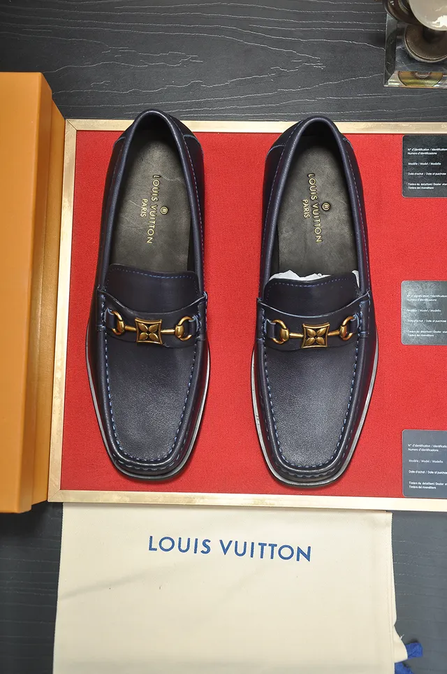 Louis Vuitton Horsebit 1955 Navy Leather Loafers 5