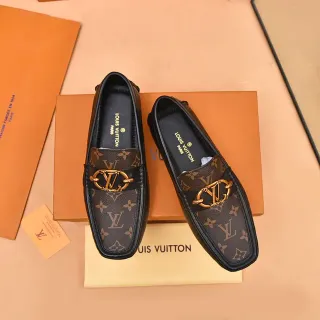 Louis Vuitton Horsebit Loafer বাদামী Monogram Canvas এবং কালো চামড়া Loafers