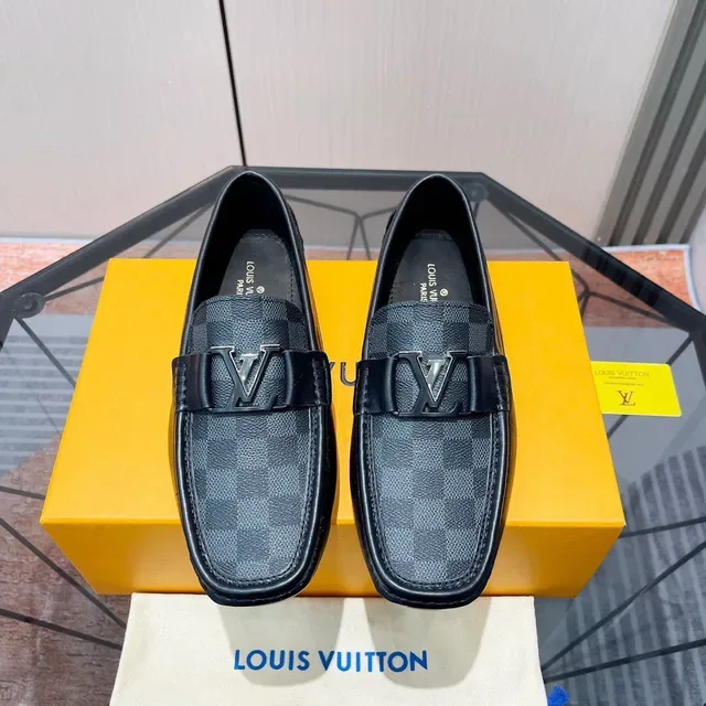 Louis Vuitton Loafer Black Damier Graphite Leather Canvas Loafers 2