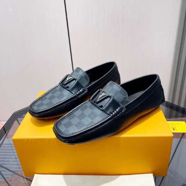 Louis Vuitton Loafer Black Damier Graphite Leather Canvas Loafers 3