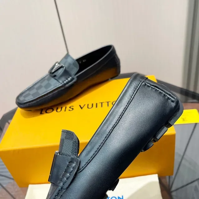 Louis Vuitton Loafer Black Damier Graphite Leather Canvas Loafers 4