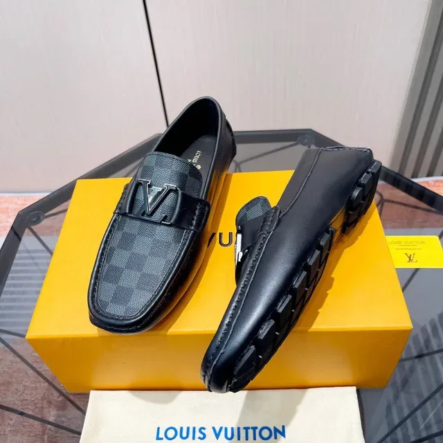 Louis Vuitton Loafer Black Damier Graphite Leather Canvas Loafers 6