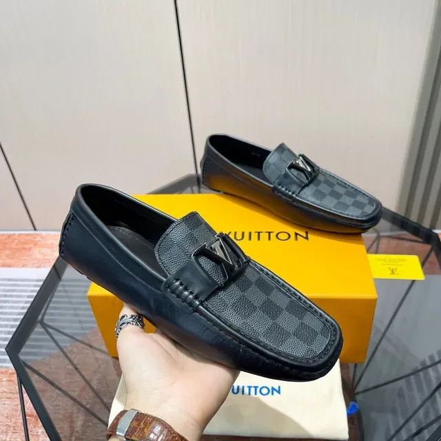Louis Vuitton Loafer Black Damier Graphite Leather Canvas Loafers 7