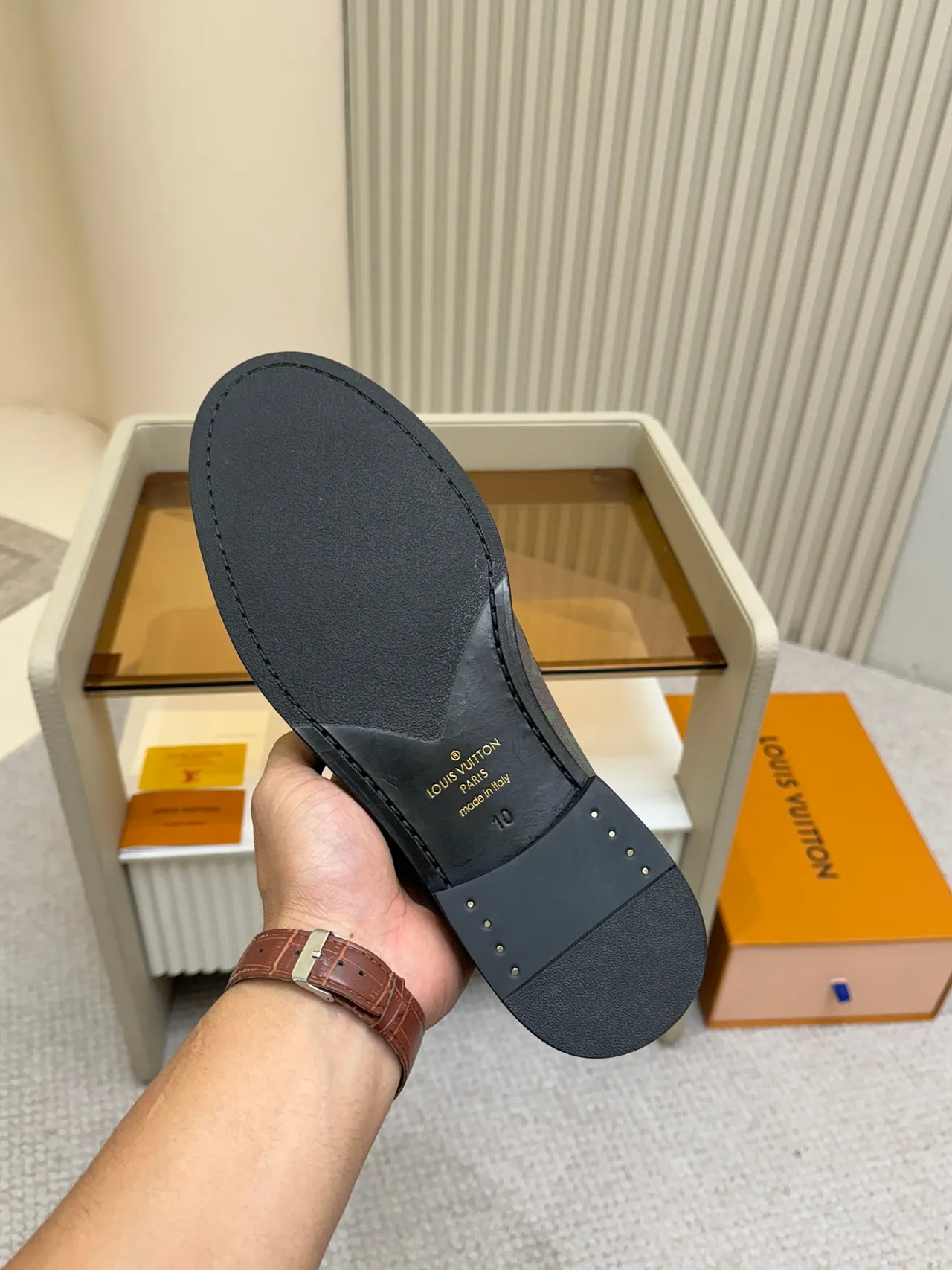 Louis Vuitton loafers marrom verde monograma tela com borda de couro 2