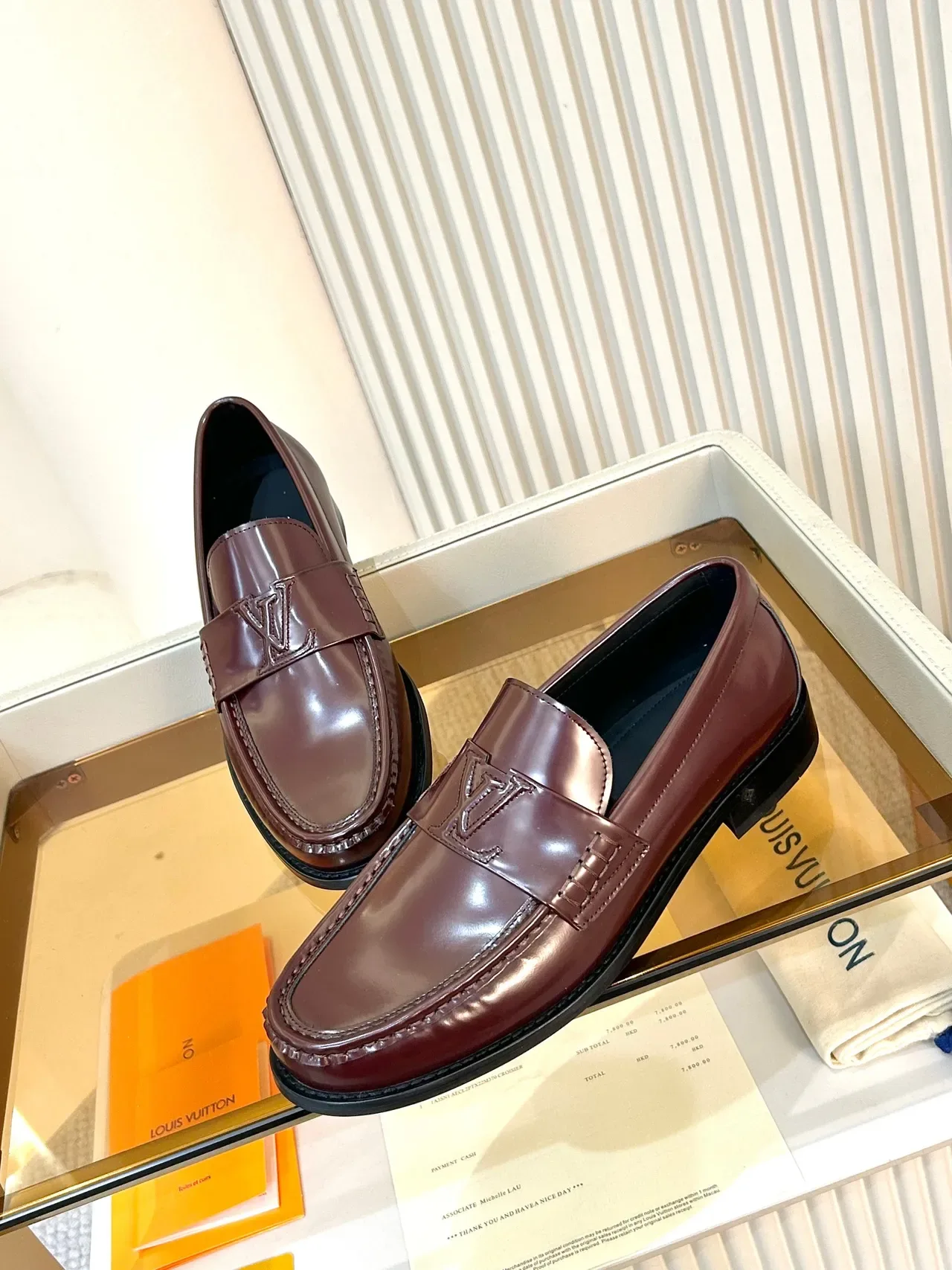 Louis Vuitton Loafer Burgundy Patent Leather Monogram Strap Loafer 4