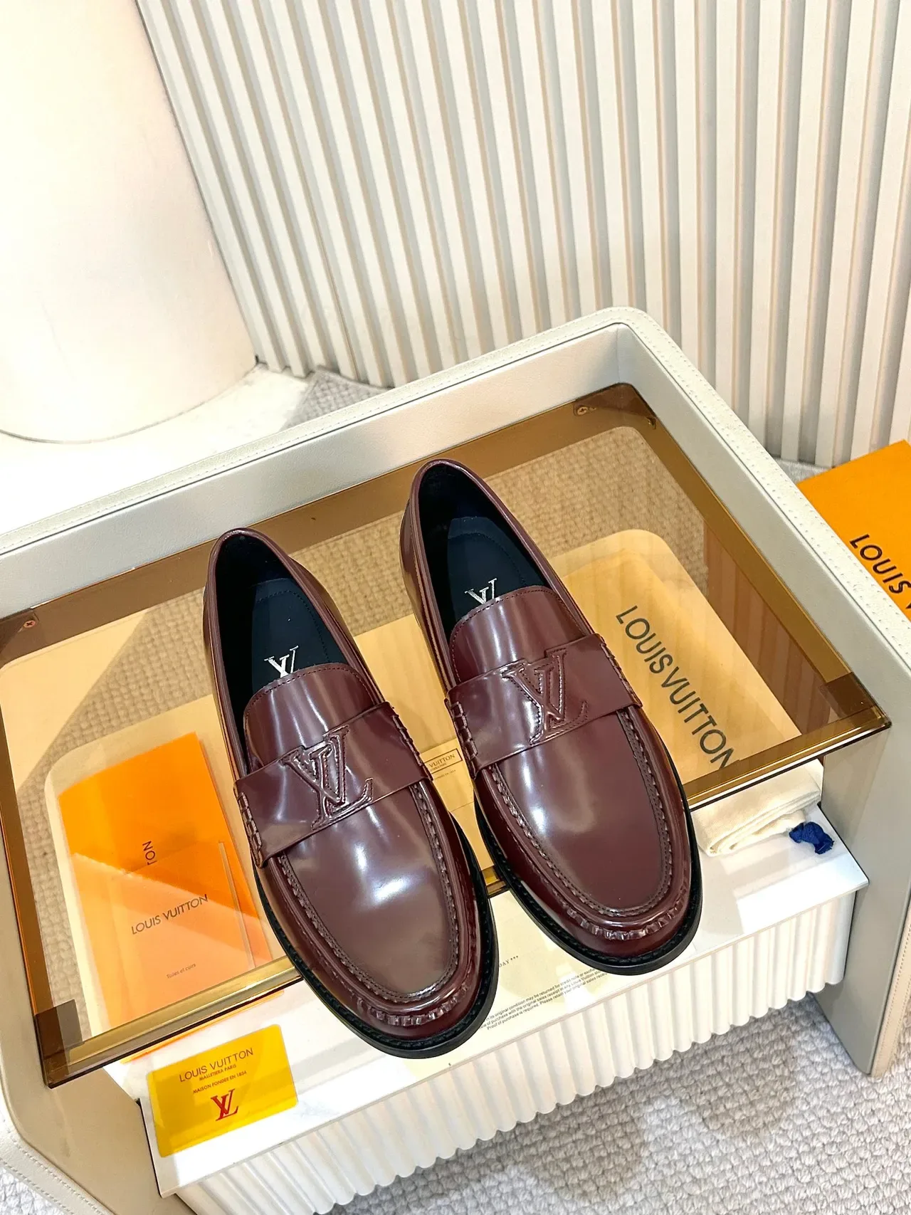 Louis Vuitton Loafer Burgundy Patent Leather Monogram Strap Loafer 5