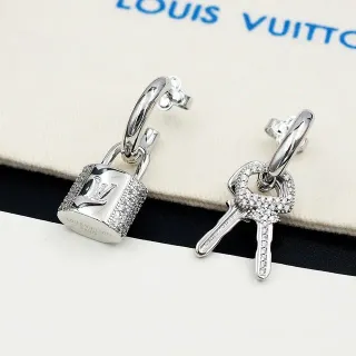 Louis Vuitton Lock & Key Crystal-Pavé অসমমিত ইয়ারিংস