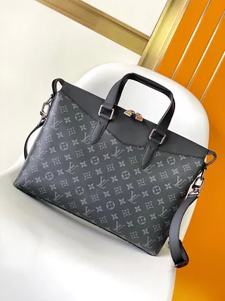 Louis Vuitton Lockit حقيبة توت قماش رمادي منظم نقشة 2