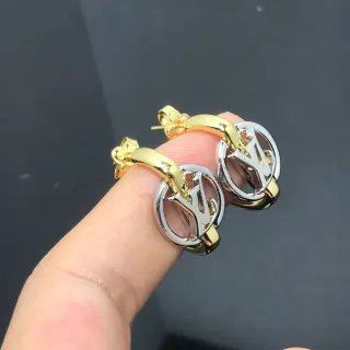 Louis Vuitton LV Argolas Circulares Bicolores Dourado e Prata Brincos
