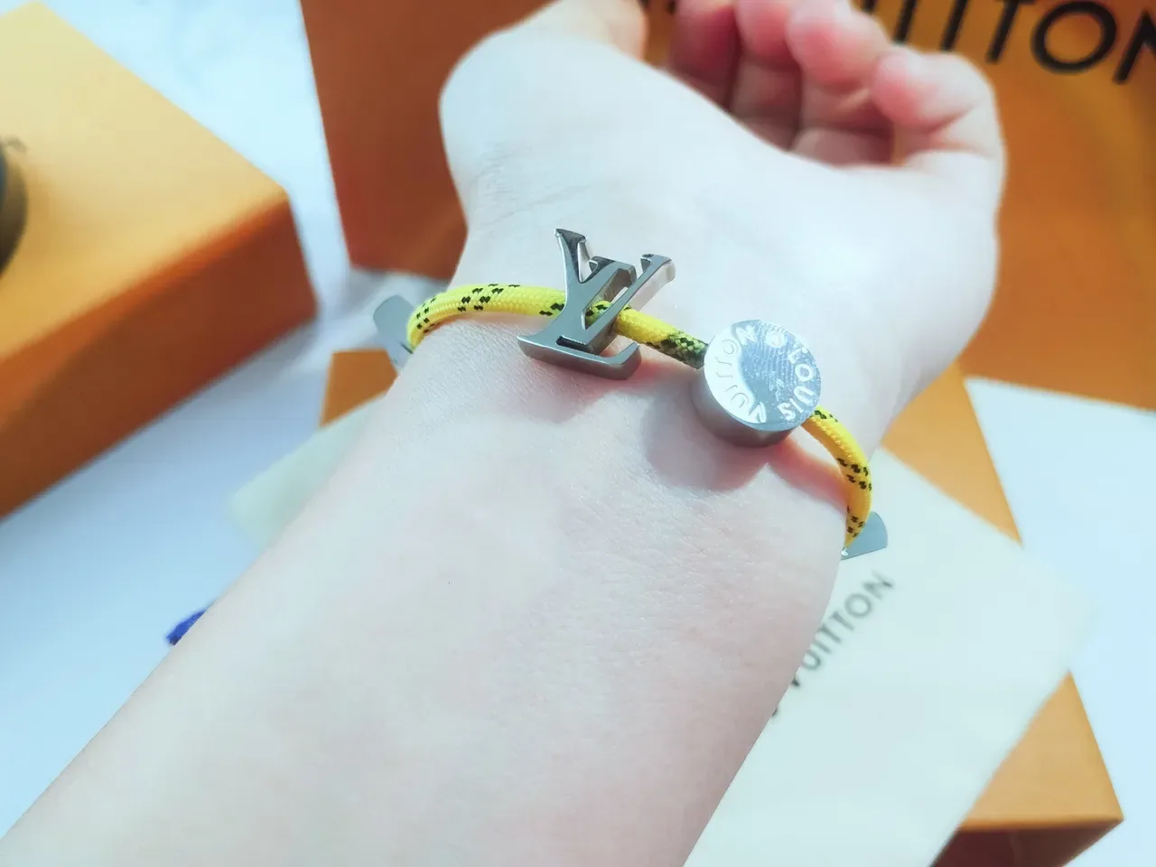 Louis Vuitton LV Circle Yellow Braided Cord Bracelet 2