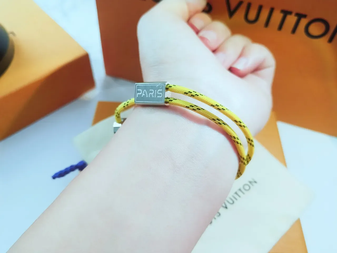 Louis Vuitton LV Circle Yellow Braided Cord Bracelet 3