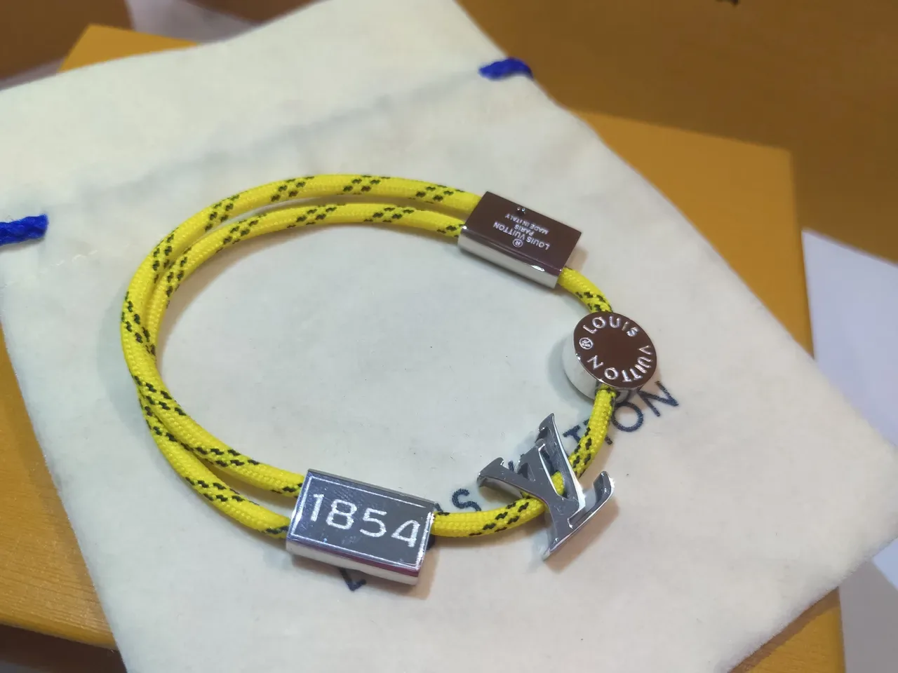 Louis Vuitton LV Circle Yellow Braided Cord Bracelet 4